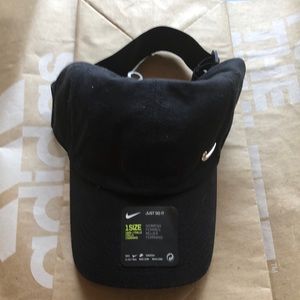 Nike women’s half hat half visor black with miniature silver logo swoosh cap